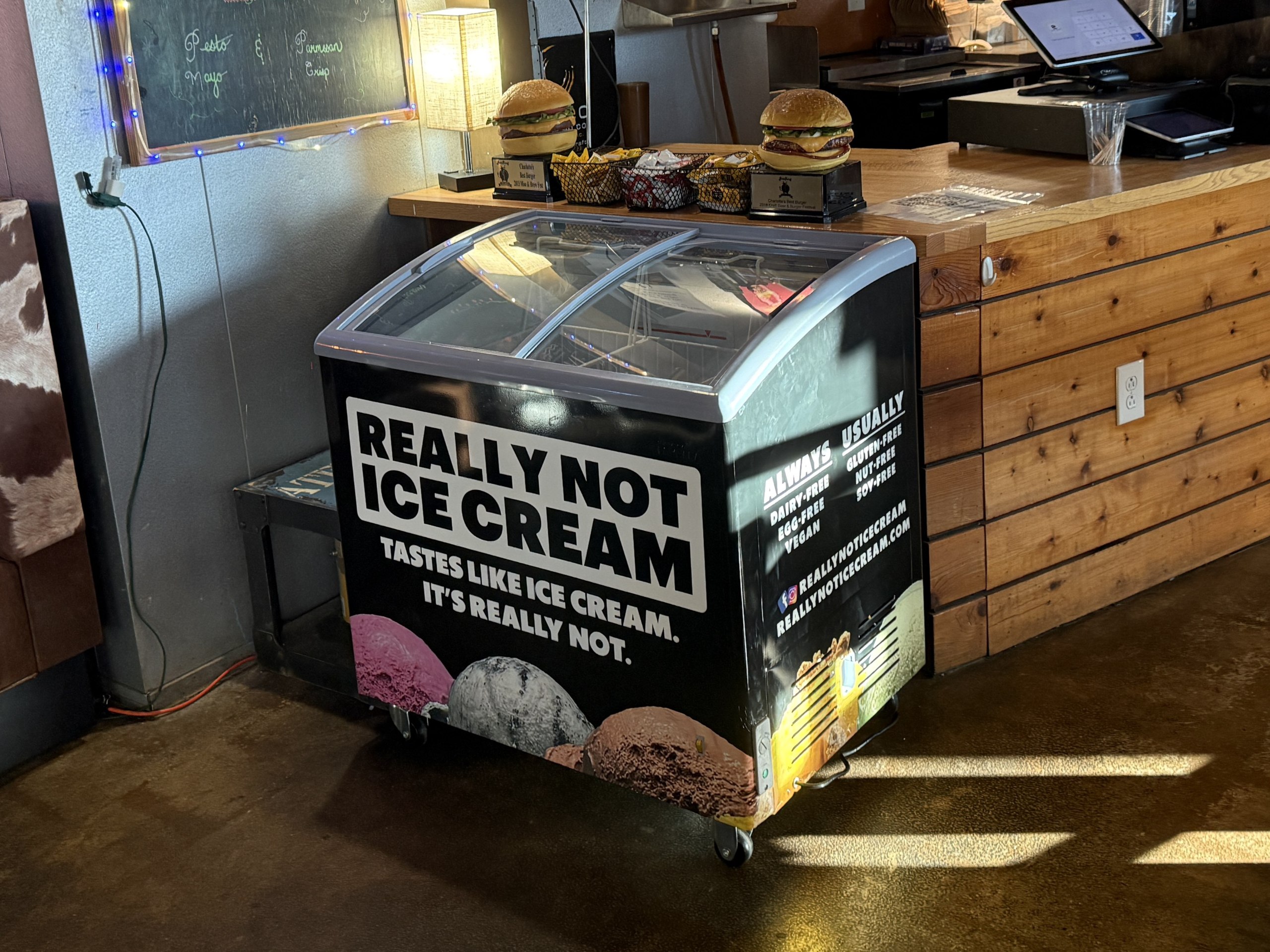 Really Not Ice Cream freezer at a Charlotte restaurant