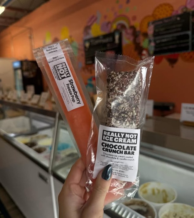 Really Not Ice Cream freeze pop and chocolate crunch bar